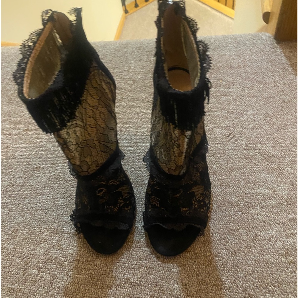 Lace open toe bootie